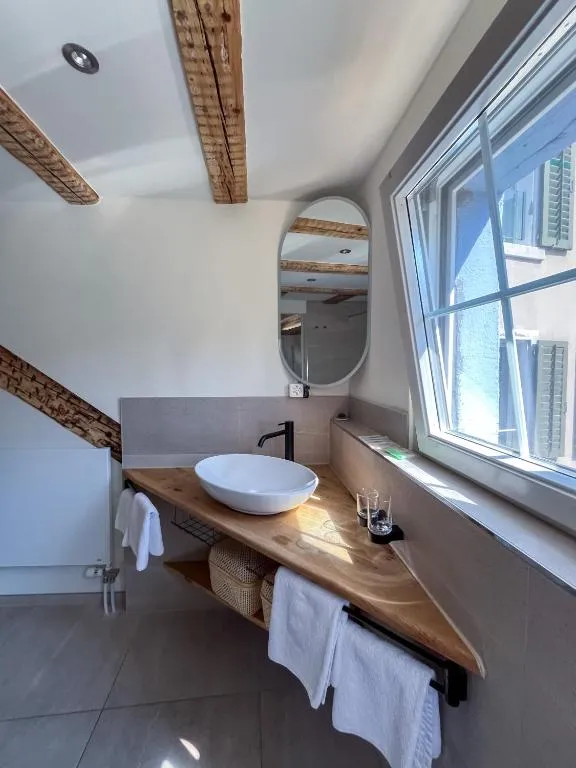 Solid wood washstand under the sloping roof