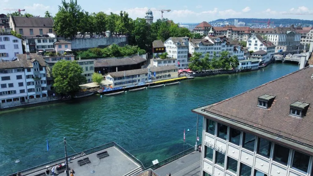 View of the river Limmat and the Limmatquai in Zurich's Old Town
